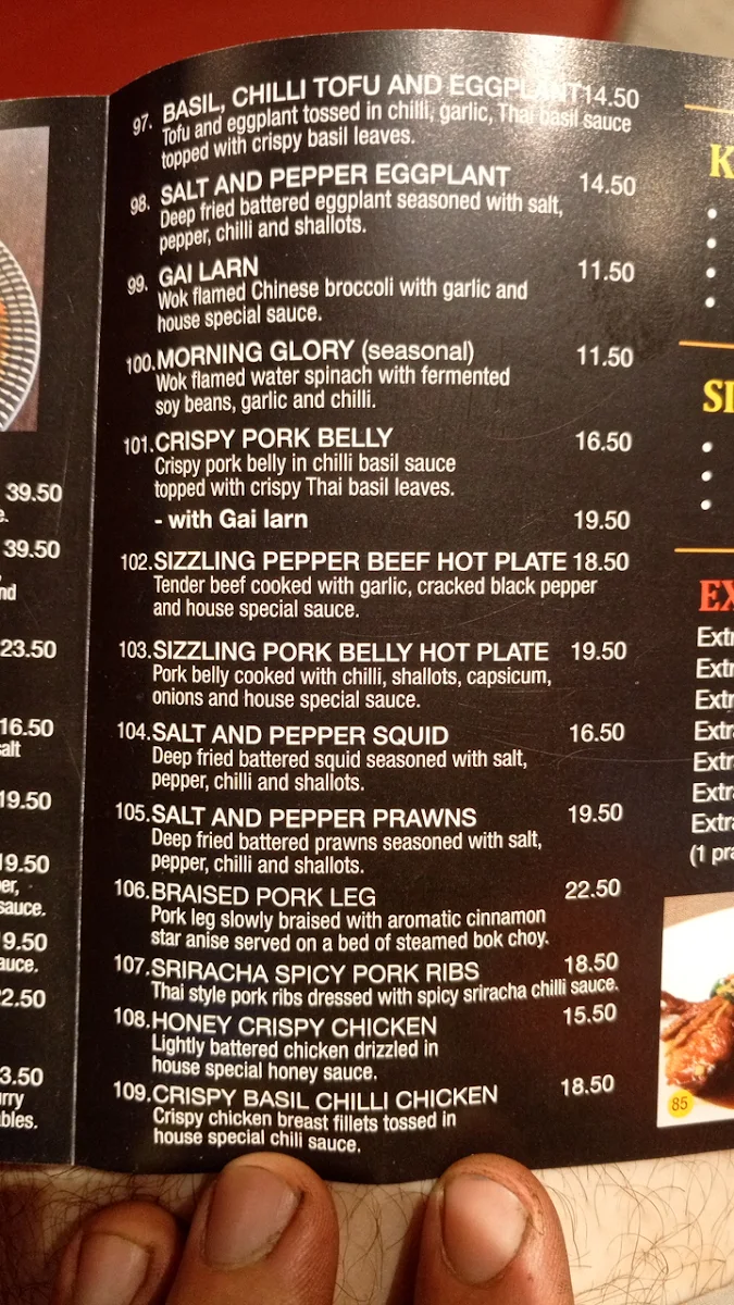 Menu, Village Thai
