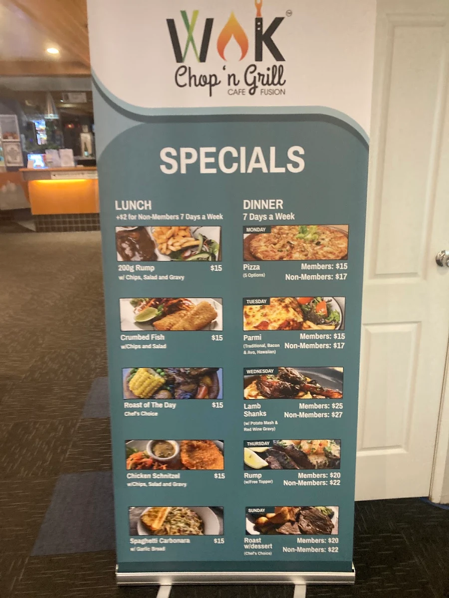 Menu, Wok chop and grill