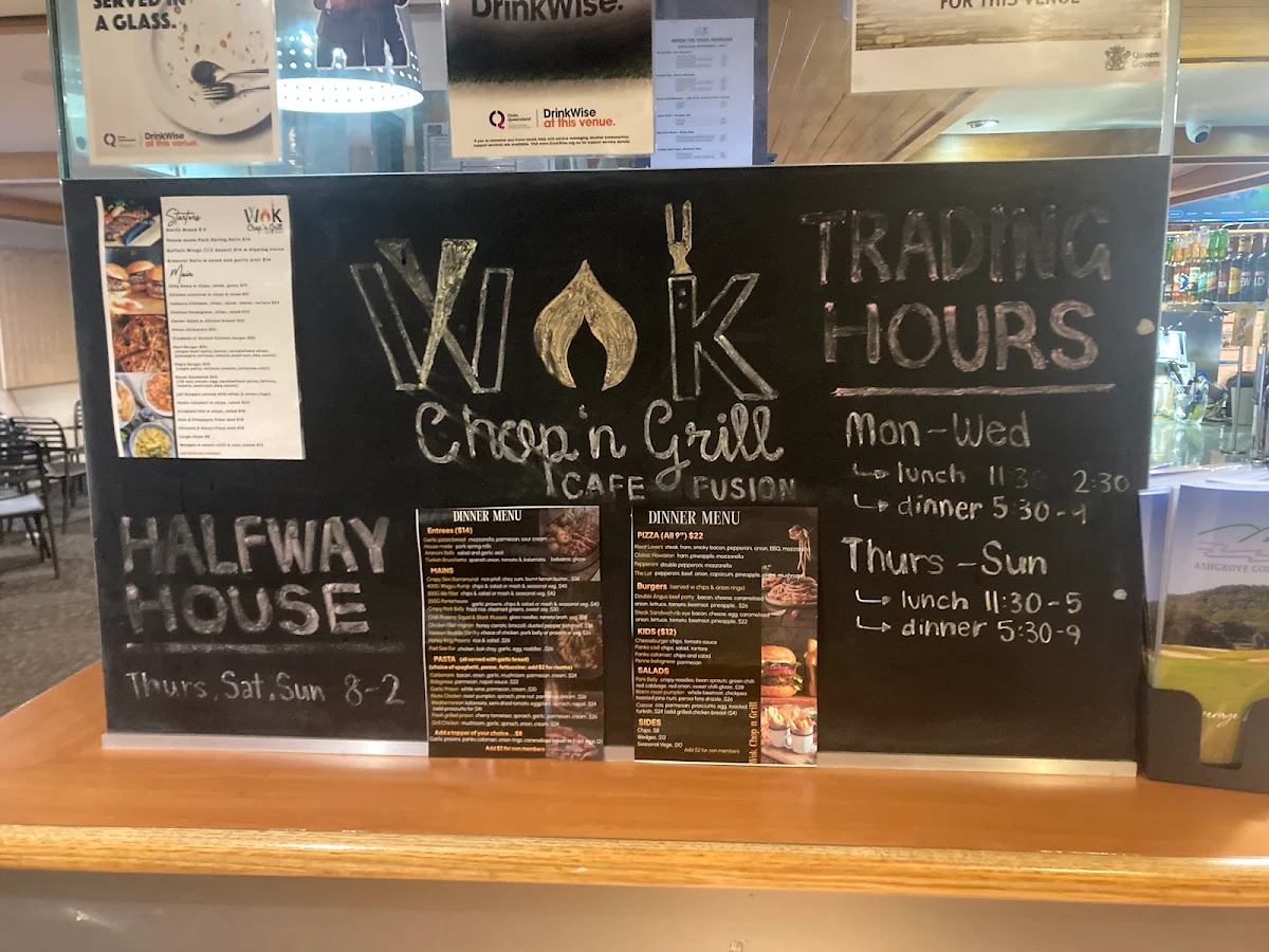 Menu, Wok chop and grill