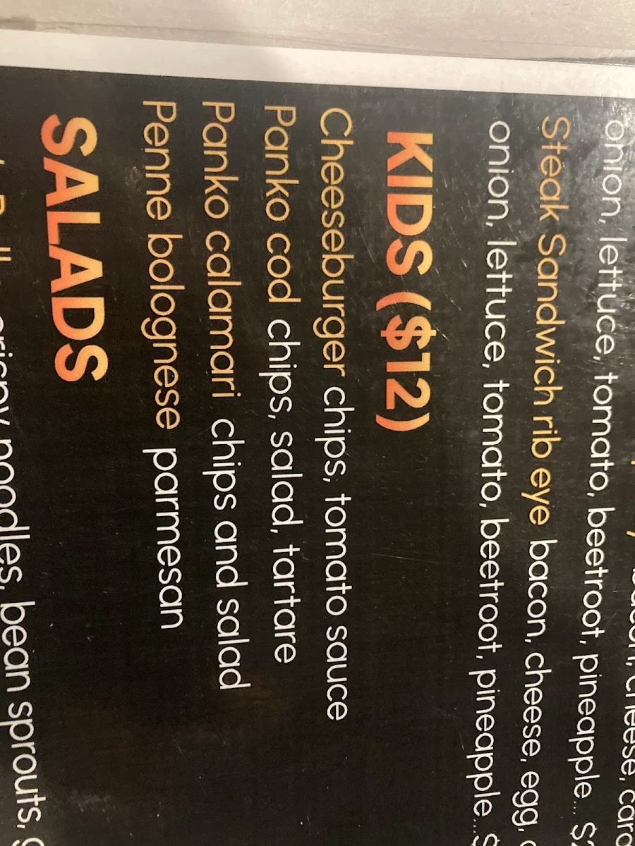 Menu, Wok chop and grill