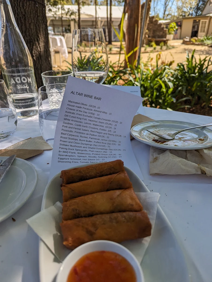 Menu, Altar Wine Bar Milton