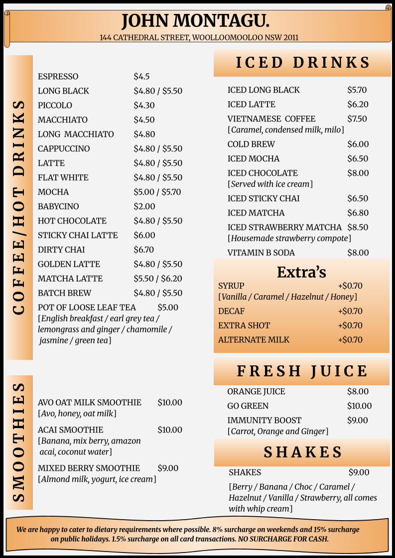 Menu, John Montagu