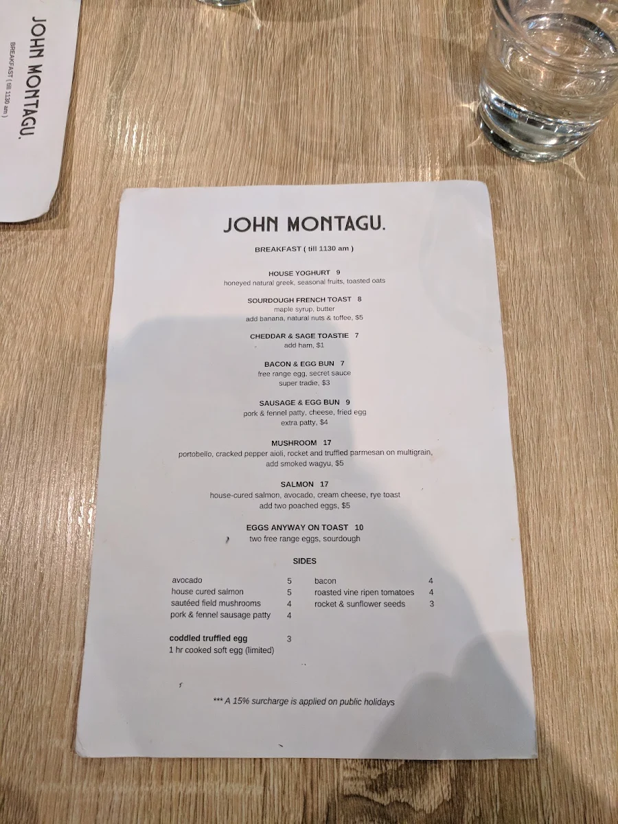 Menu, John Montagu