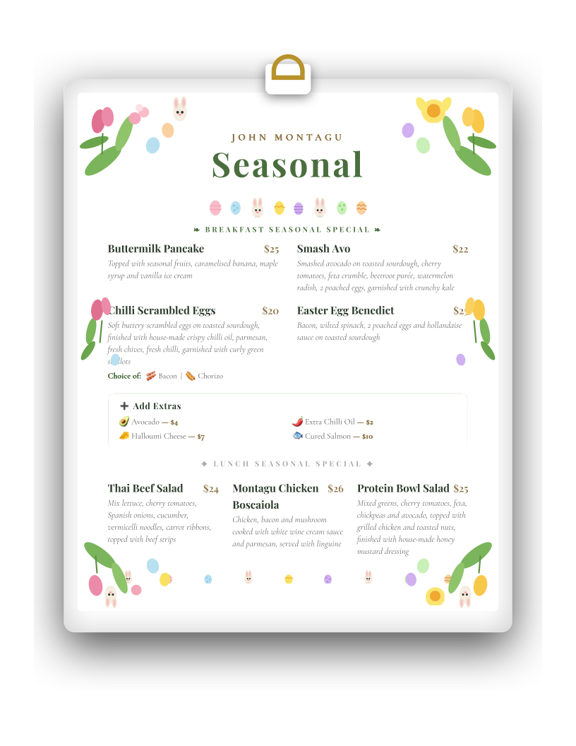Menu, John Montagu