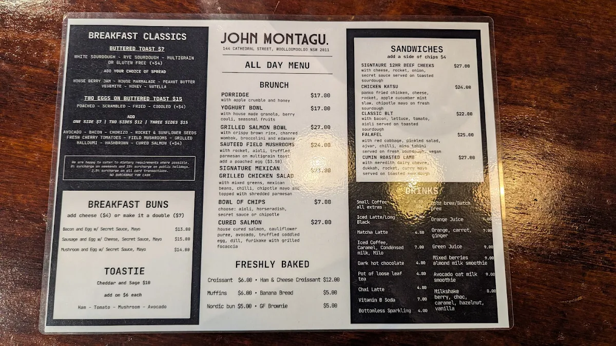 Menu, John Montagu
