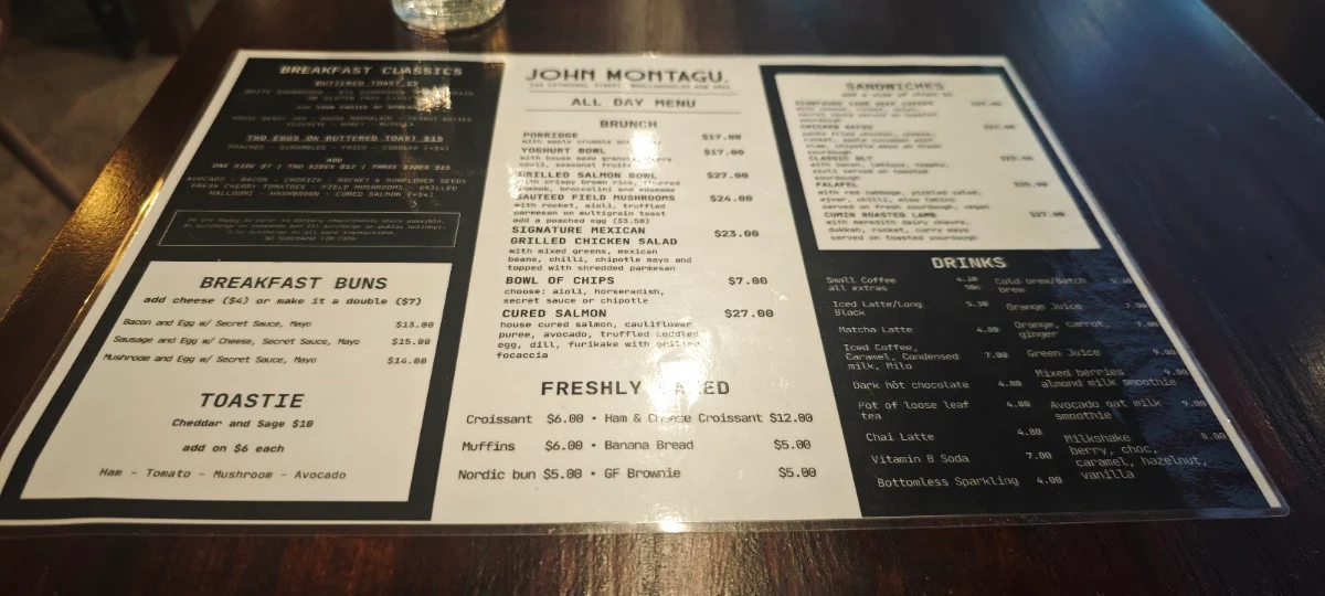 Menu, John Montagu
