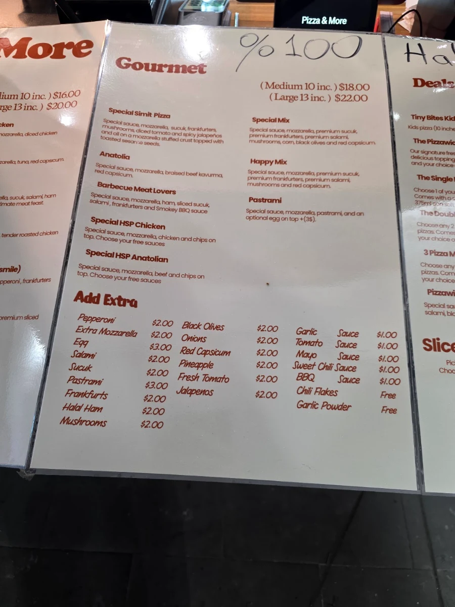 Menu, Pizza & More