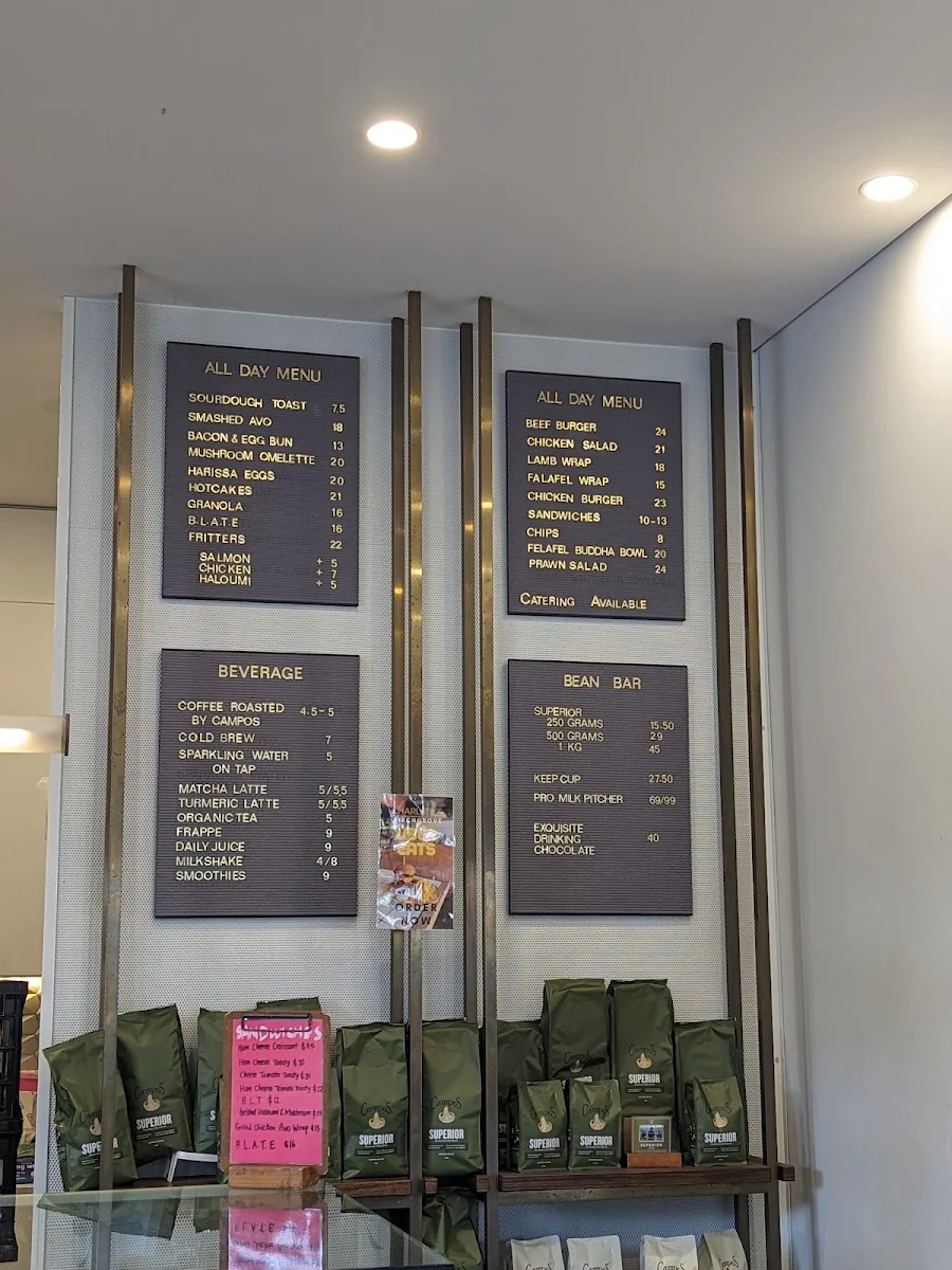 Menu, Charlotte Café