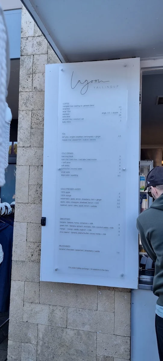 Menu, Lagoon Yallingup