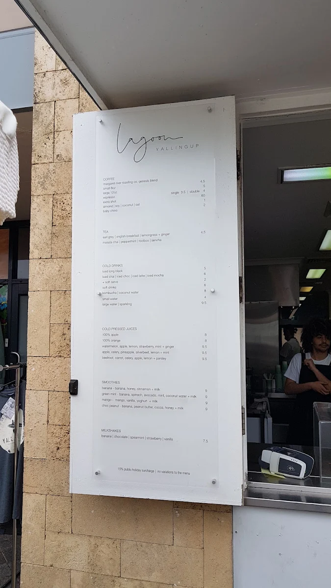 Menu, Lagoon Yallingup