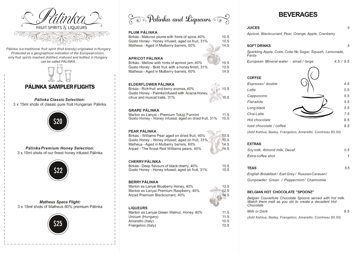 Menu, Budapest Schnitzel and Eating House