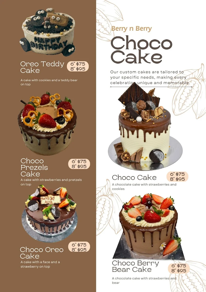 Menu, Berry n Berry Bakery, Westfield Helensvale