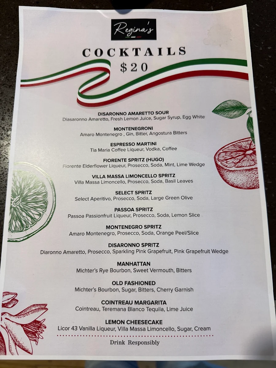 Menu, The Wakefield Hotel