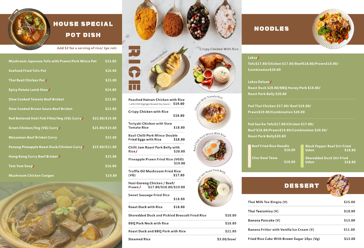 Menu, Asian Pot House