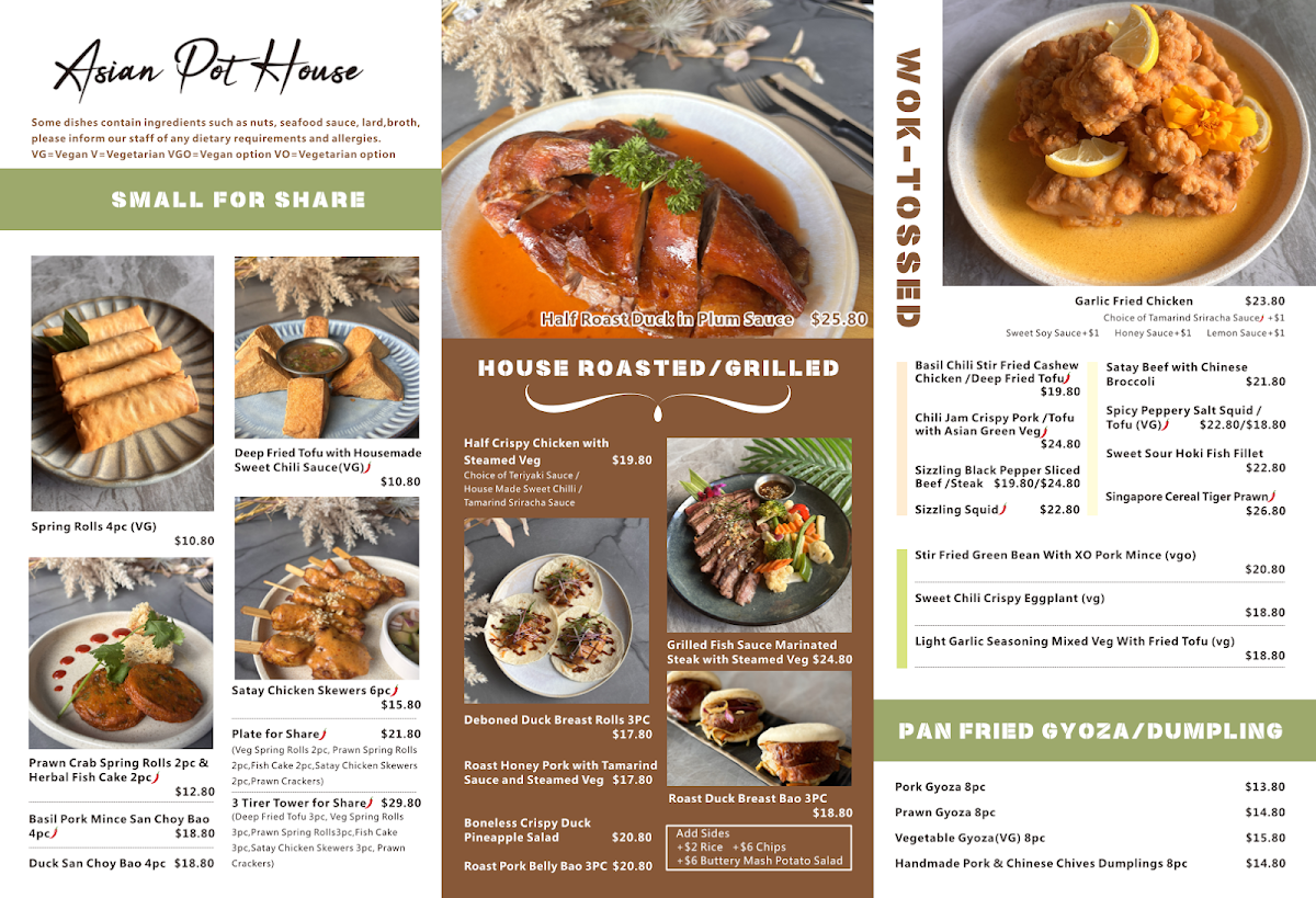 Menu, Asian Pot House