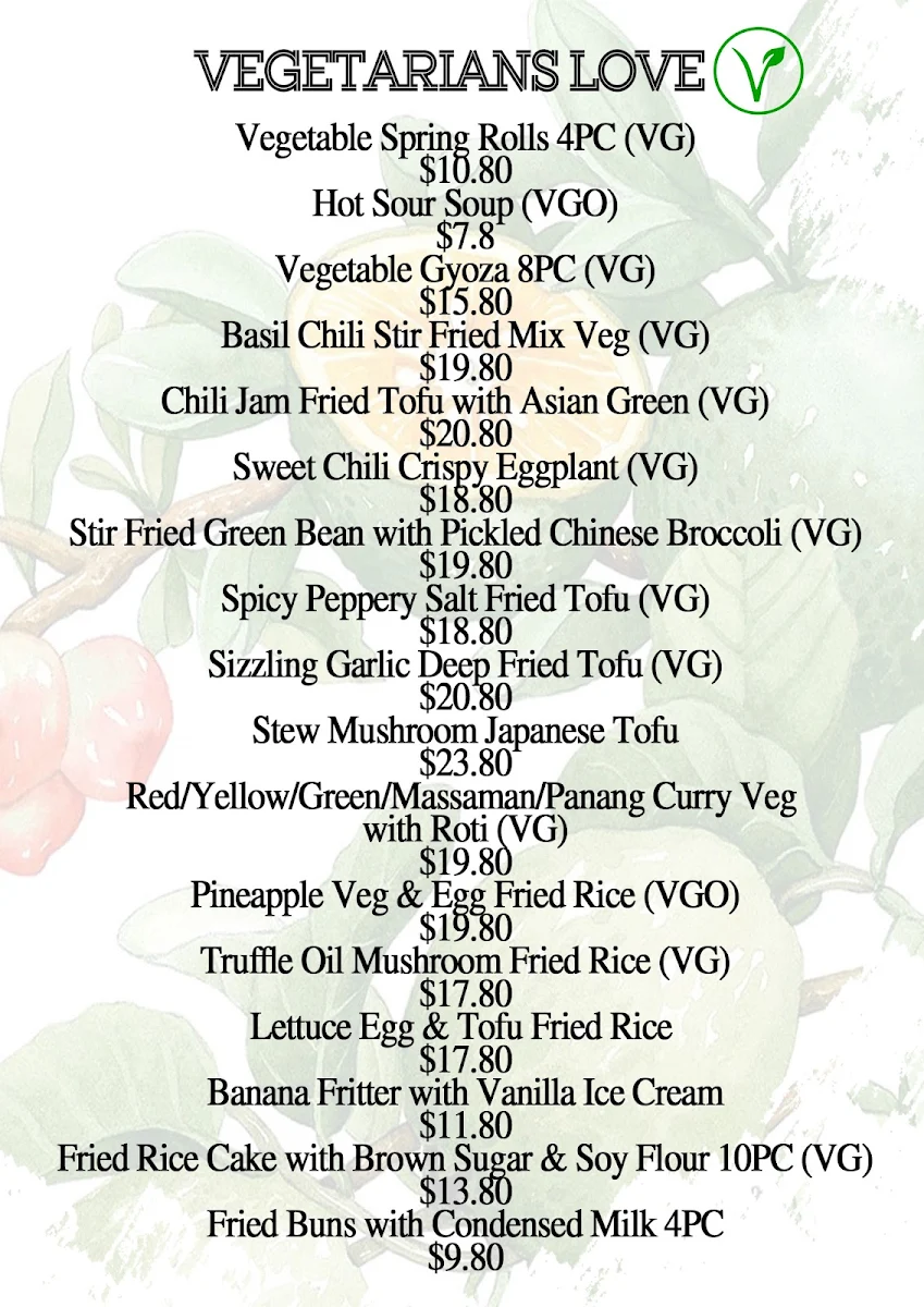 Menu, Asian Pot House