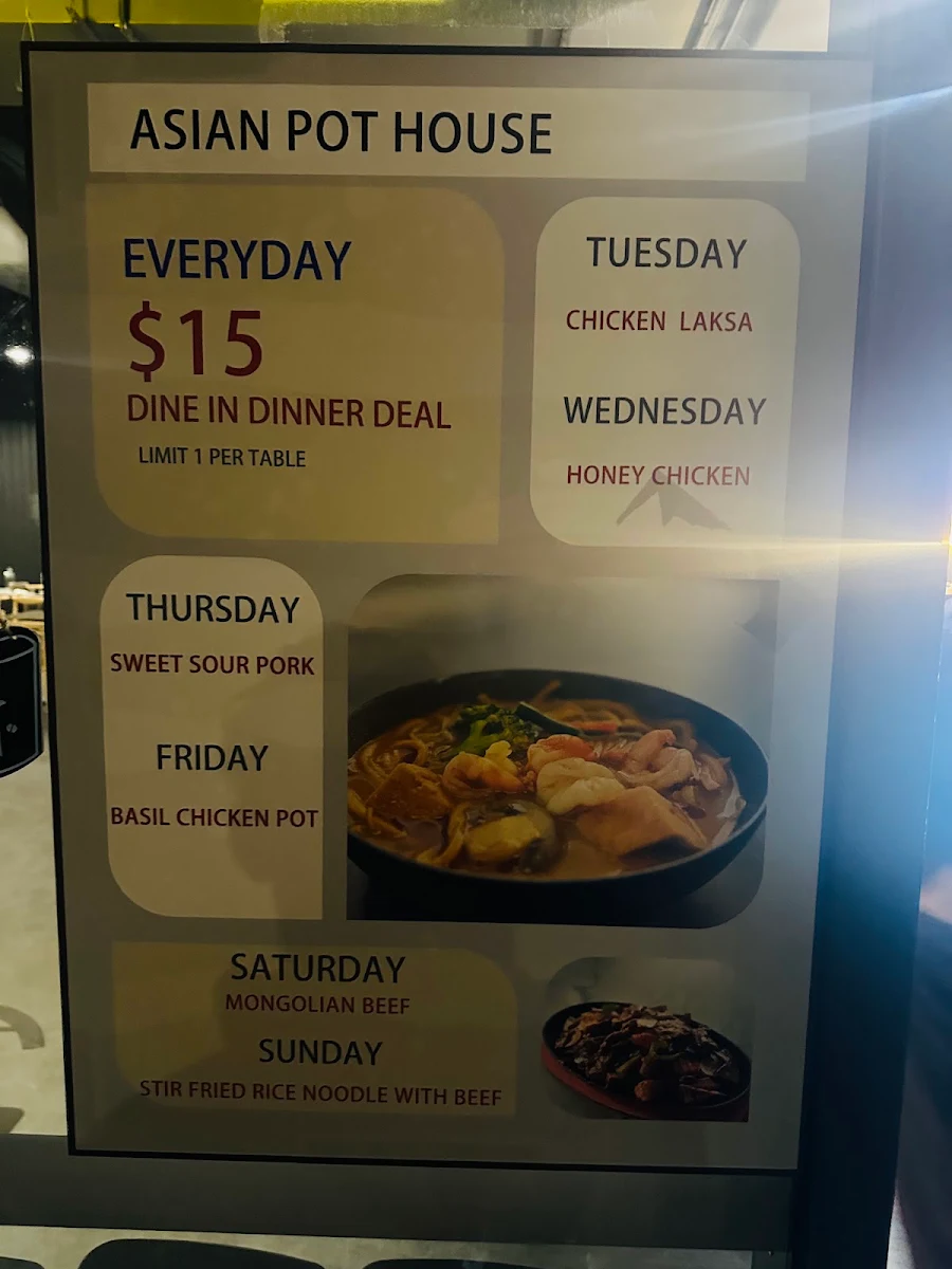 Menu, Asian Pot House