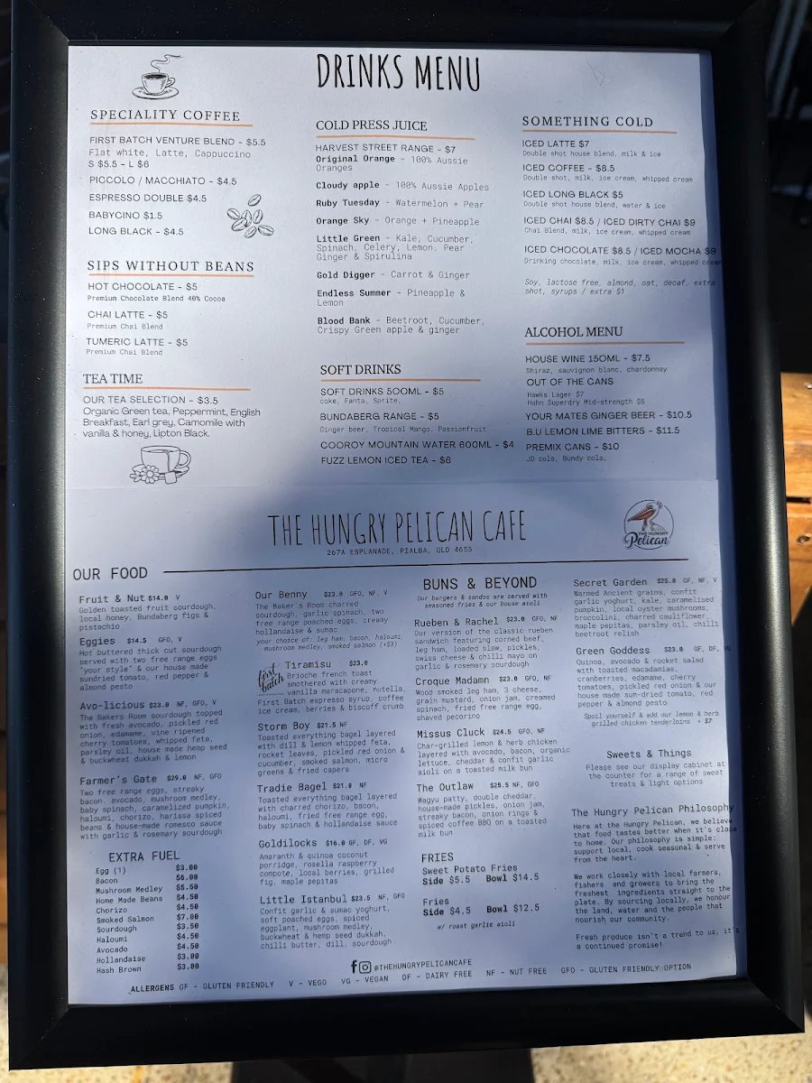 Menu, The Hungry Pelican Cafe
