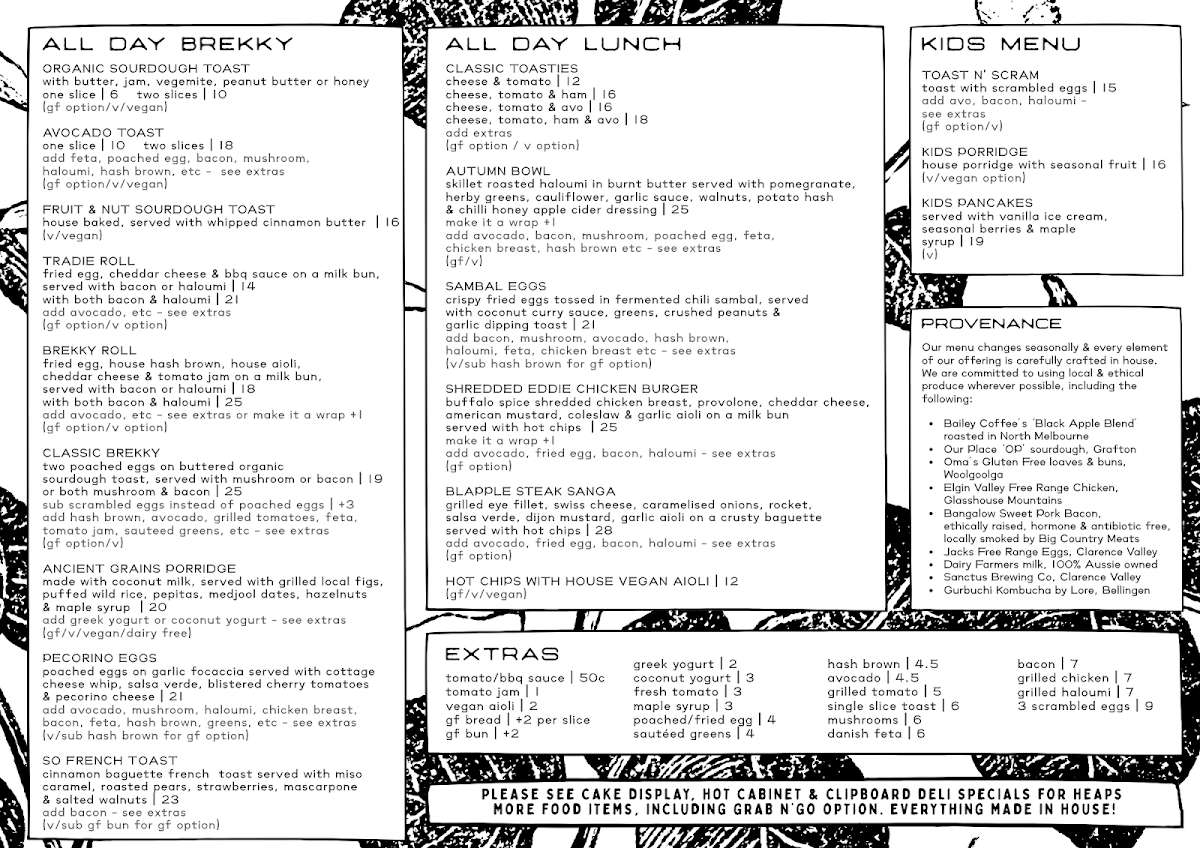 Menu, The Black Apple