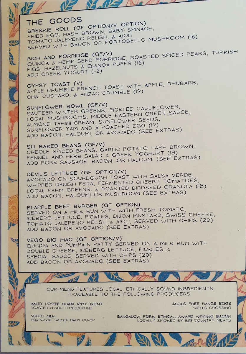 Menu, The Black Apple