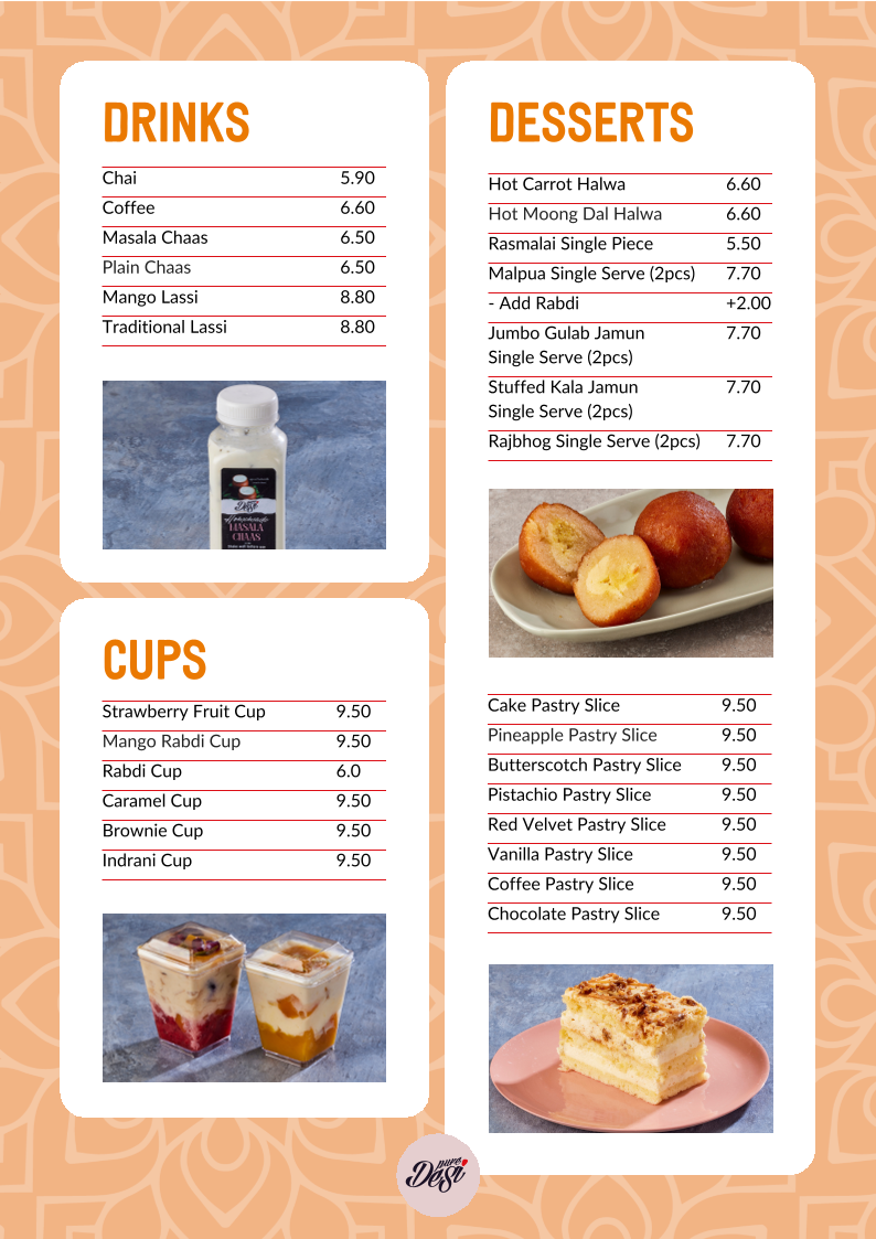 Menu, Pure Desi Kellyville