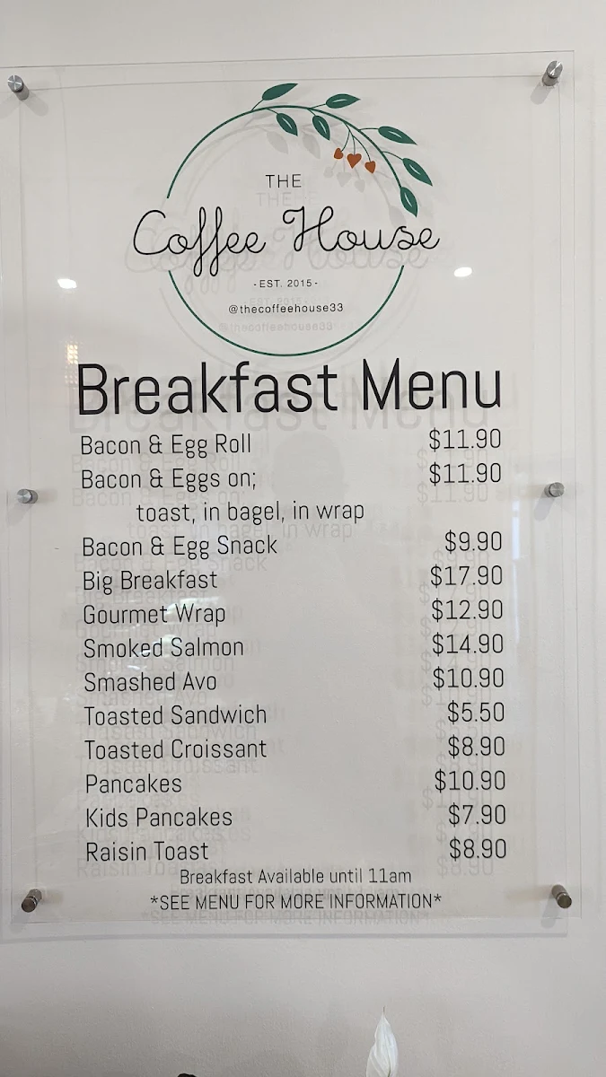 Menu, The Coffee House