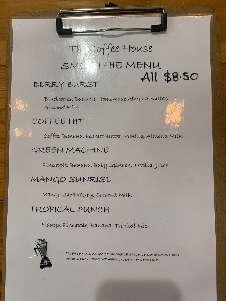 Menu, The Coffee House