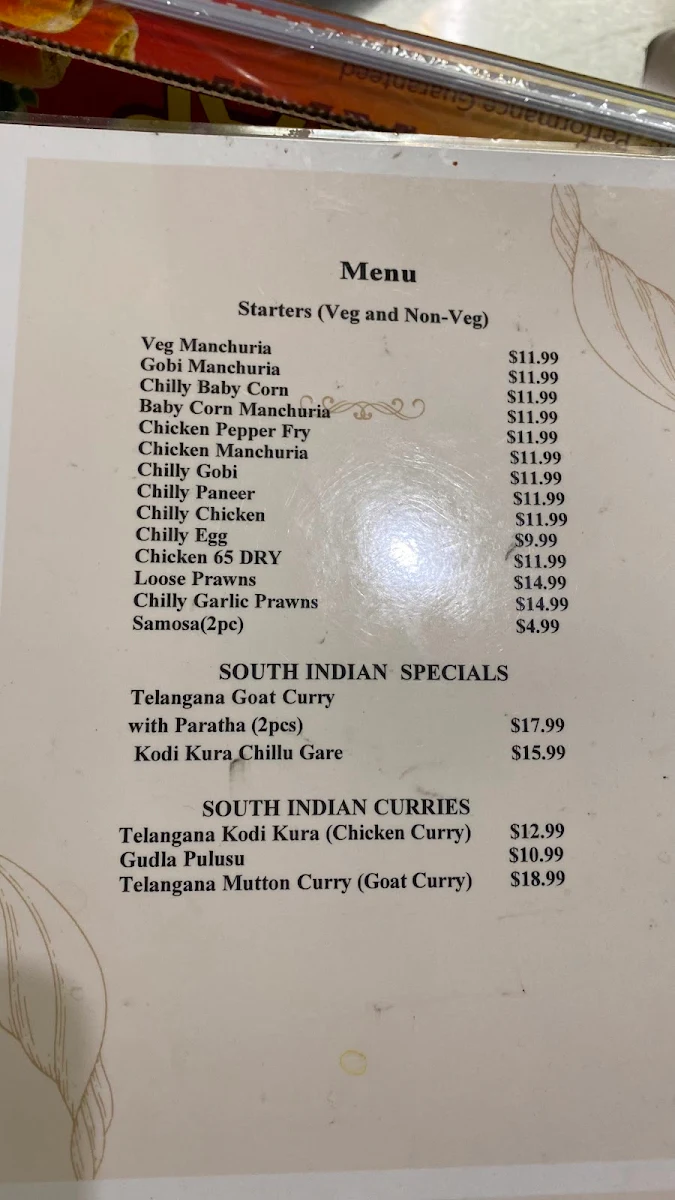 Menu, New Paradise Biryani
