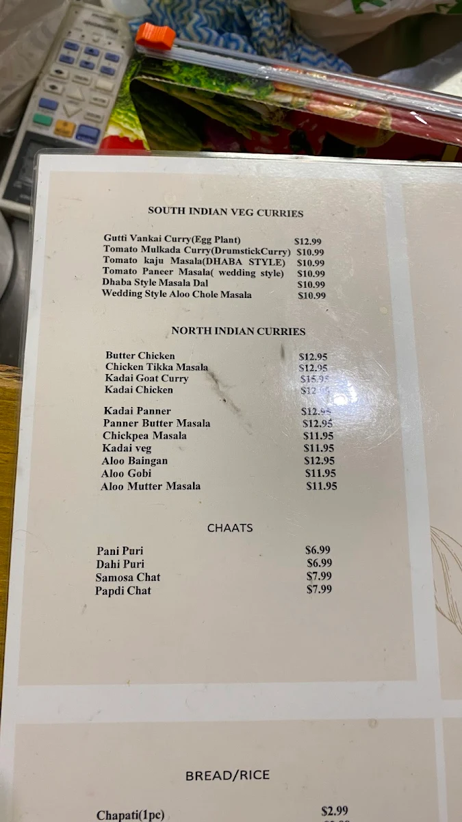 Menu, New Paradise Biryani