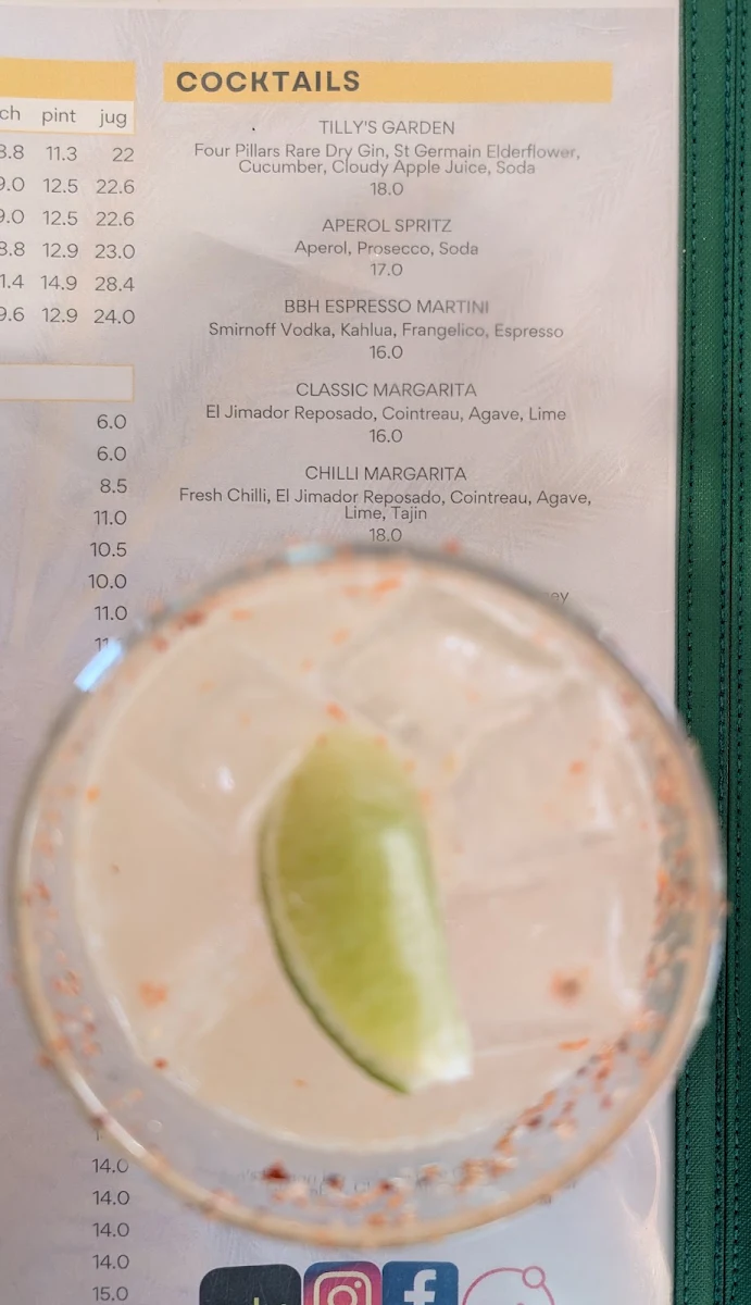 Menu, Brighton Beach Hotel