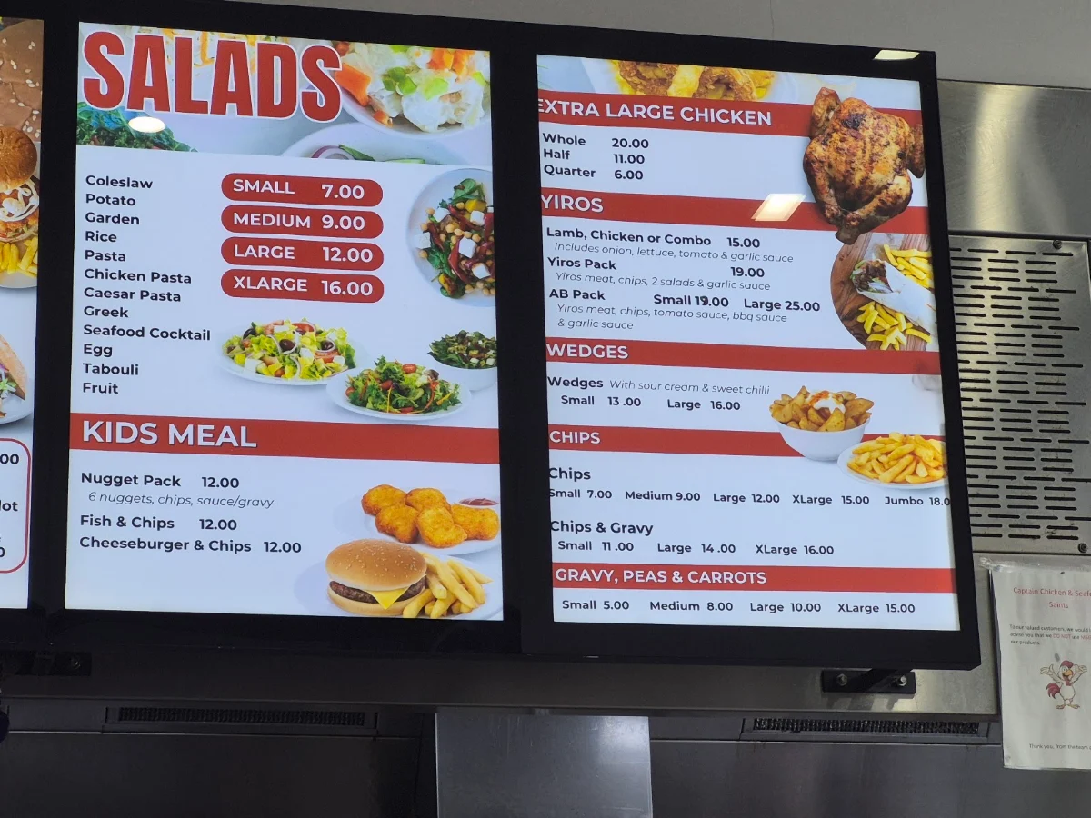 Menu, Captain Chicken and Seafood - Salisbury Plain