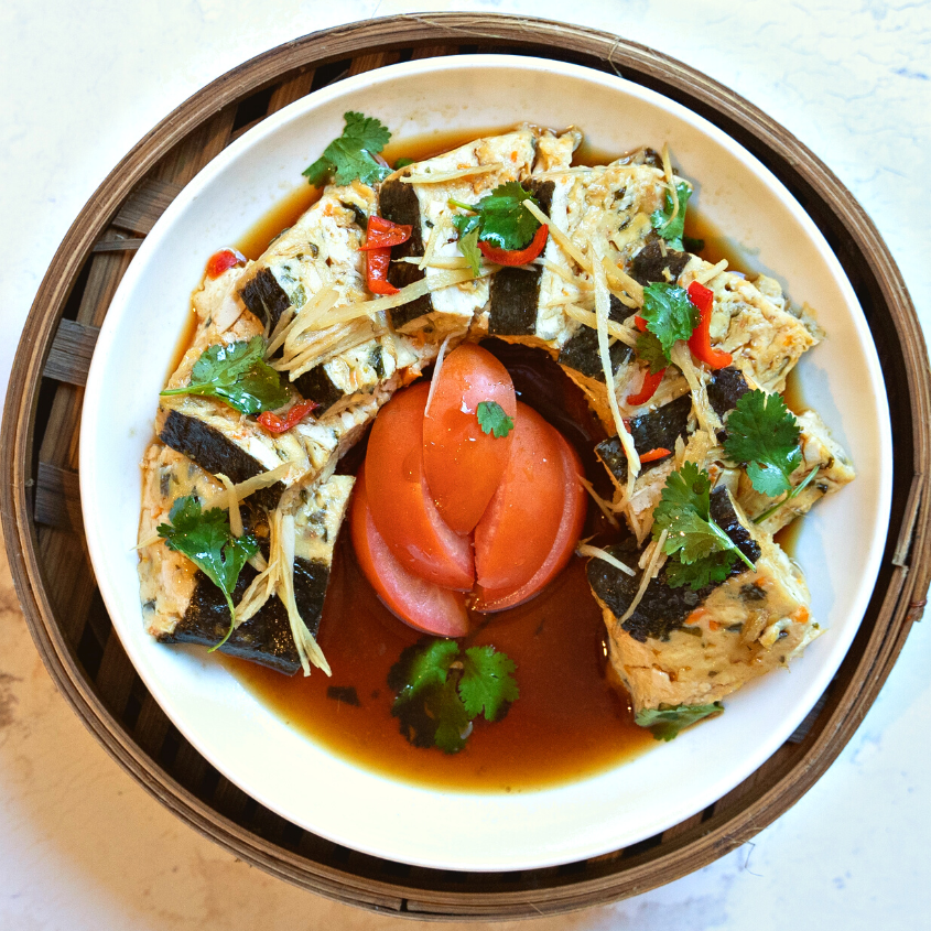 Tofu Pillow with Rice Vermicelli Noodle in Ginger Black Bean Sauce