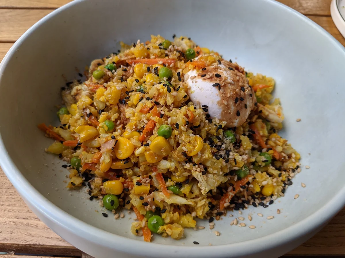 Cauliflower Nasi Goreng with Poached Egg
