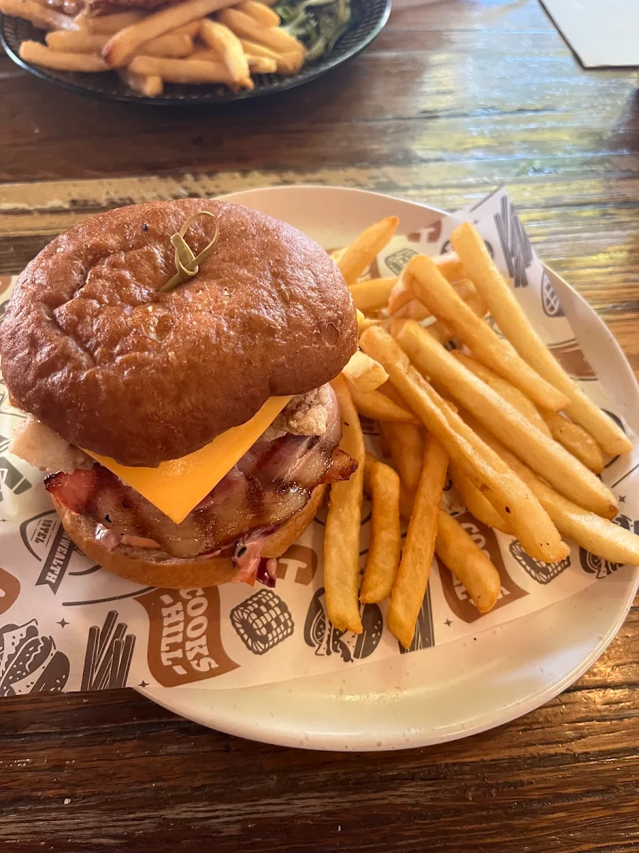 Crumbed Chicken and Bacon Burger