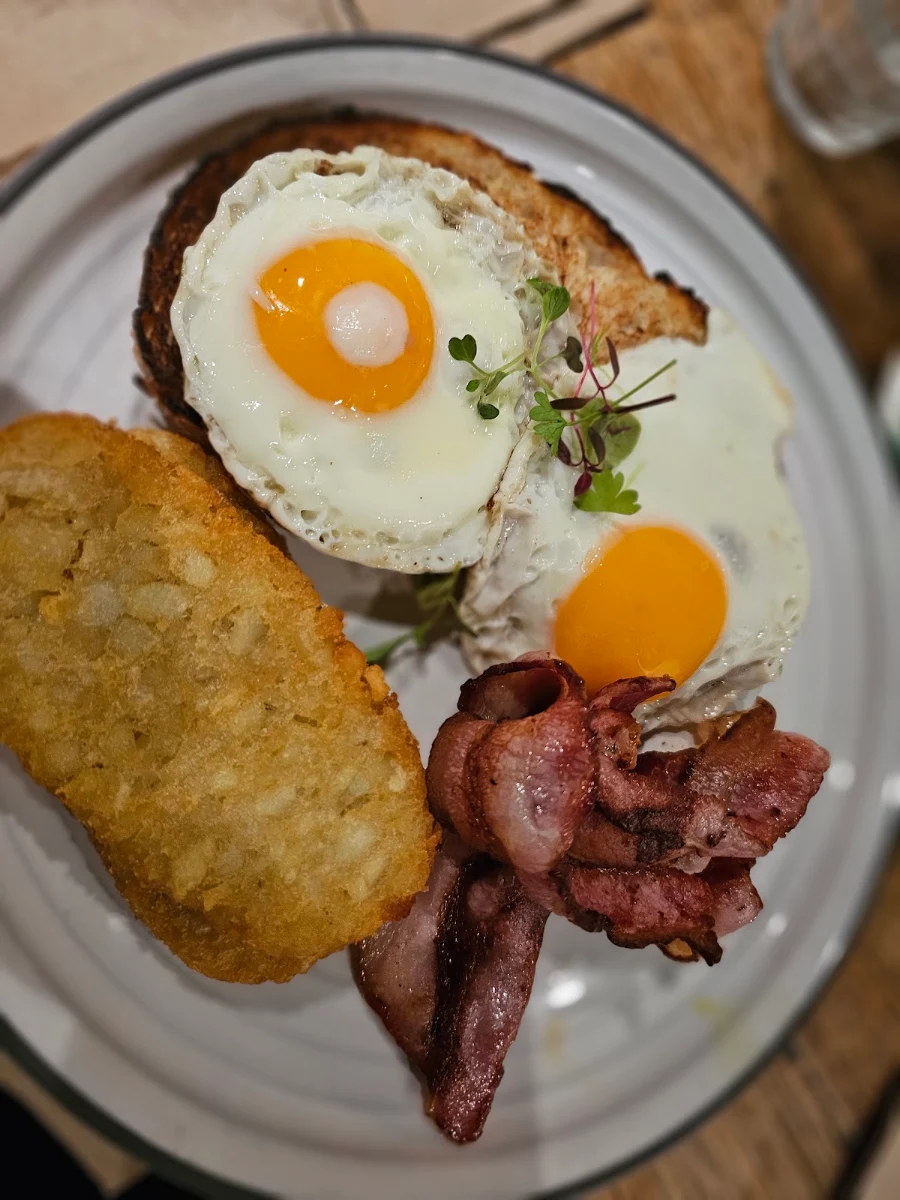 Eggs Your Way with Added Bacon and Hash Browns
