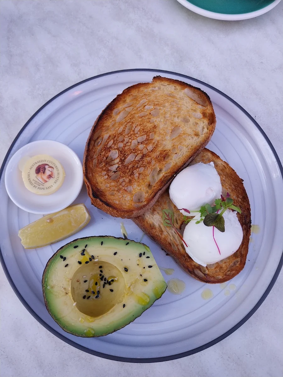 Poached Eggs on Sourdoug Toast with Avocado