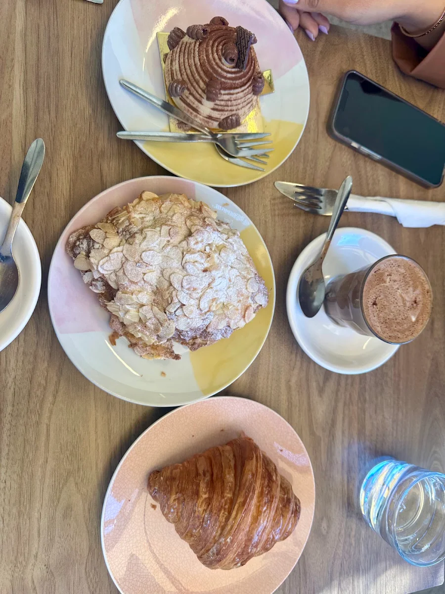 Almond Croissant Tiramisu Cake and Coffee