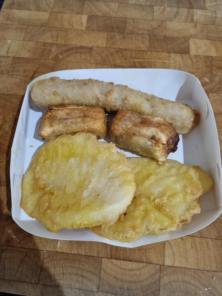 Potato Scallops, Coral sea cafe Fish and Chips in Helensvale