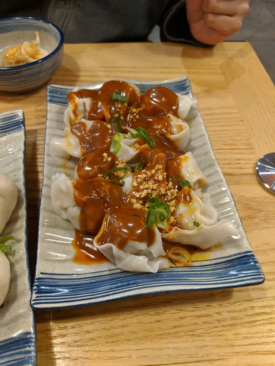 Pork and Prawn Wonton with Peanuts and Sesame Sauce