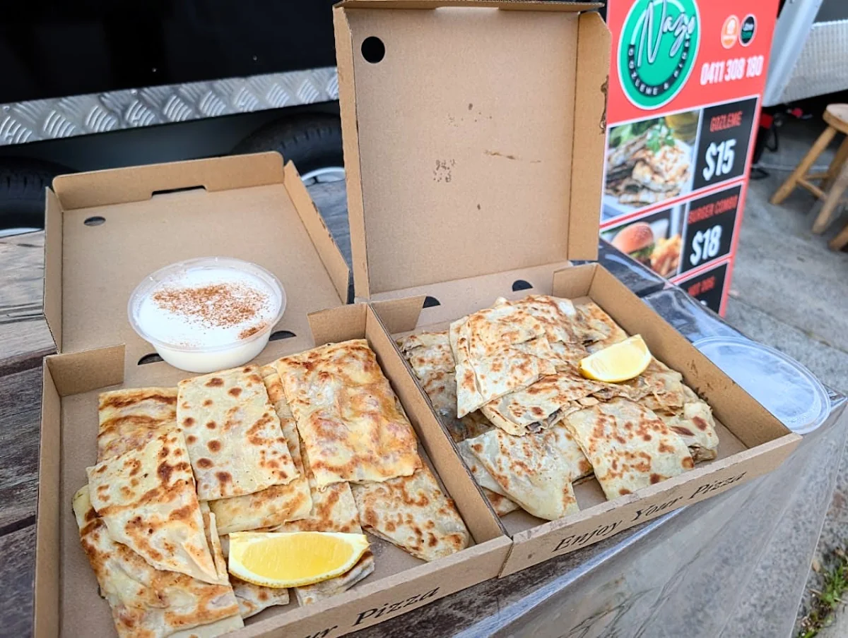 Chicken Mushroom and Cheese Gozleme Sujuk and Cheese Gozleme Rice Pudding