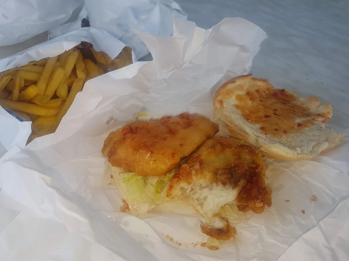 Fish Burger with Sweet Chili Sauce