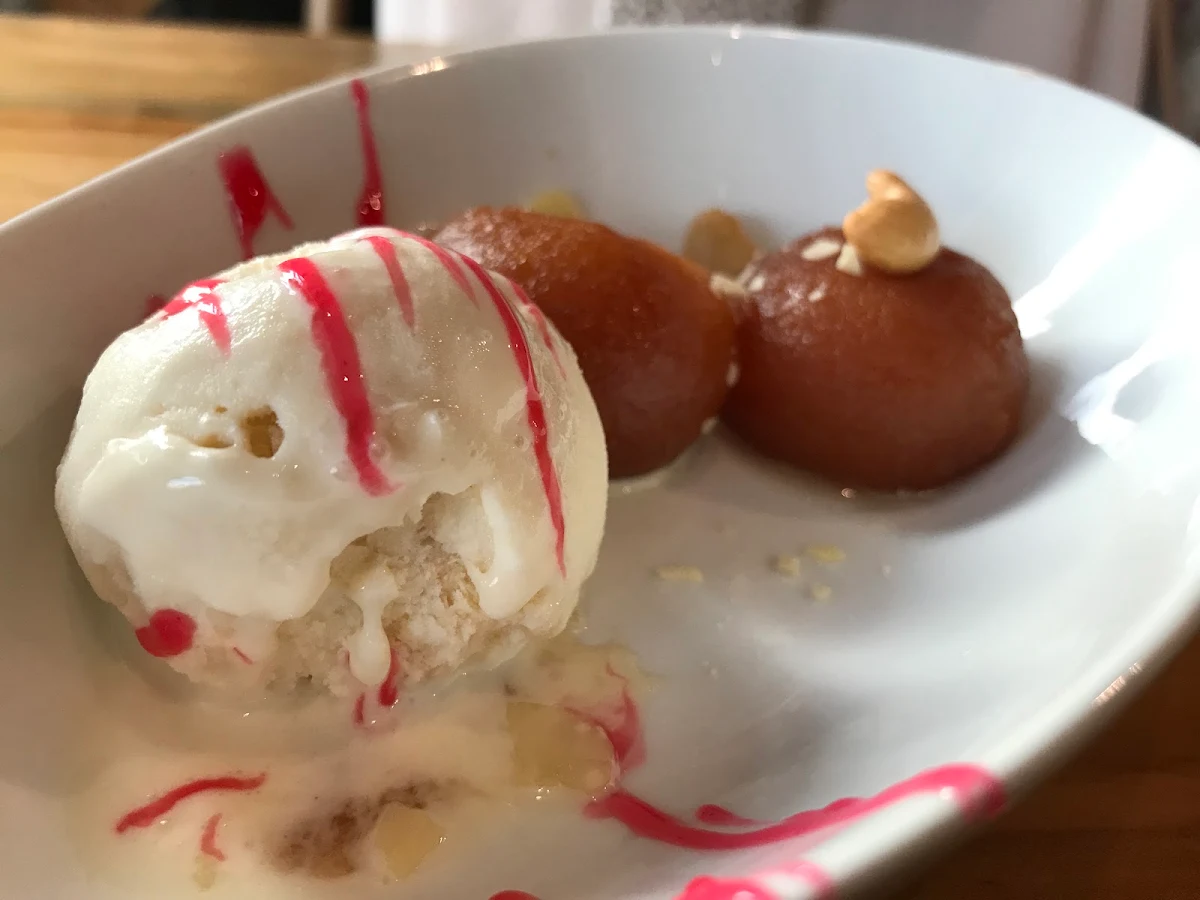 Gulab Jamun with Butter Scotch Ice Cream & Honey