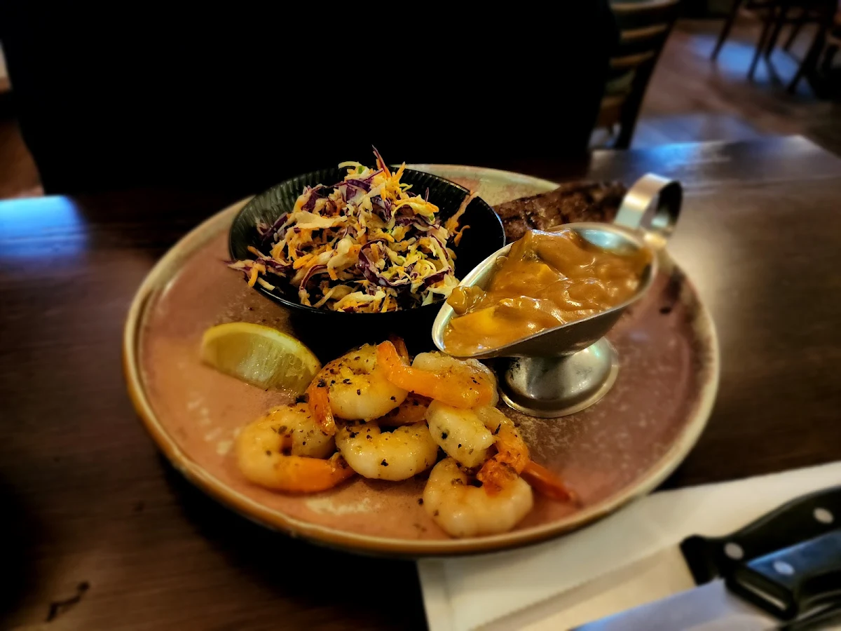 Rump Steak and Prawns