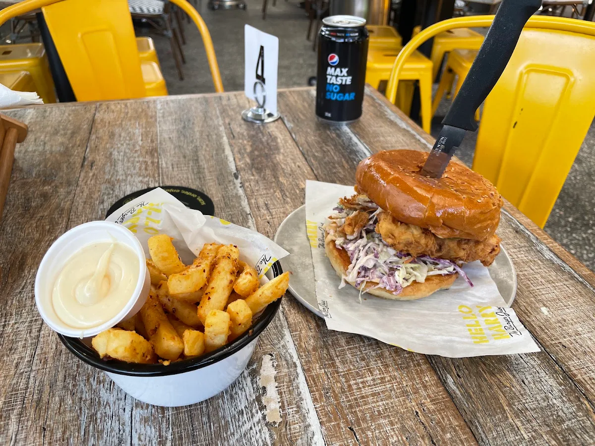 Chips and Crispy Fried Chicken Burger