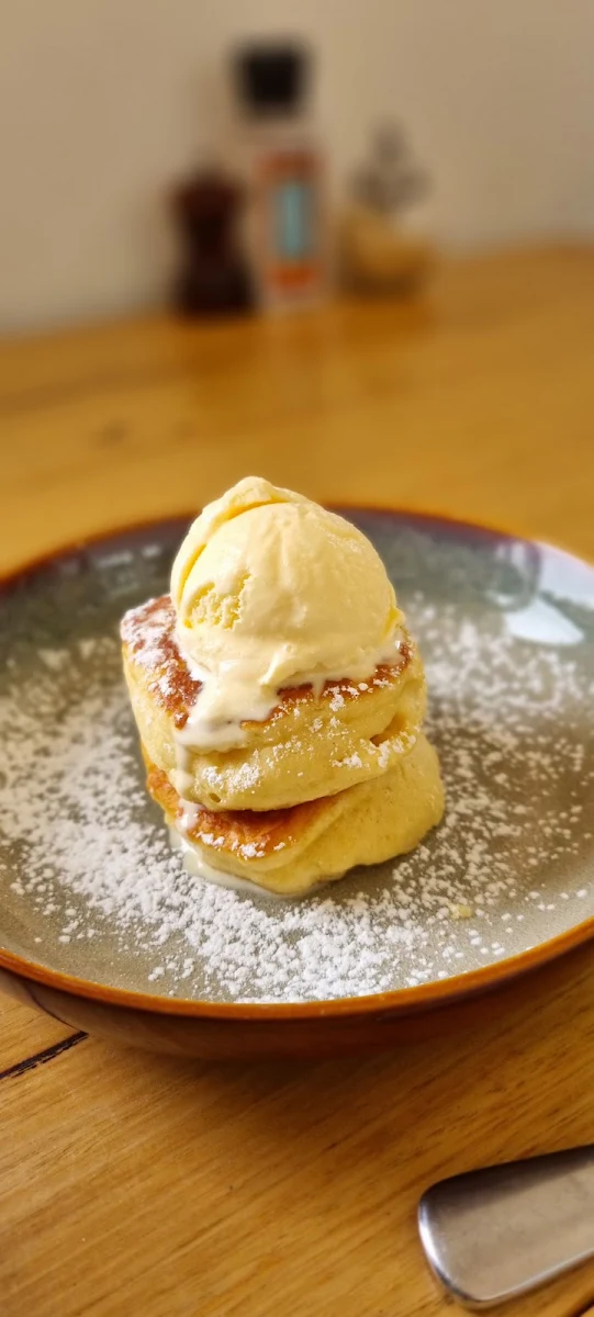 Pancakes with Ice-Cream and Maple Syrup