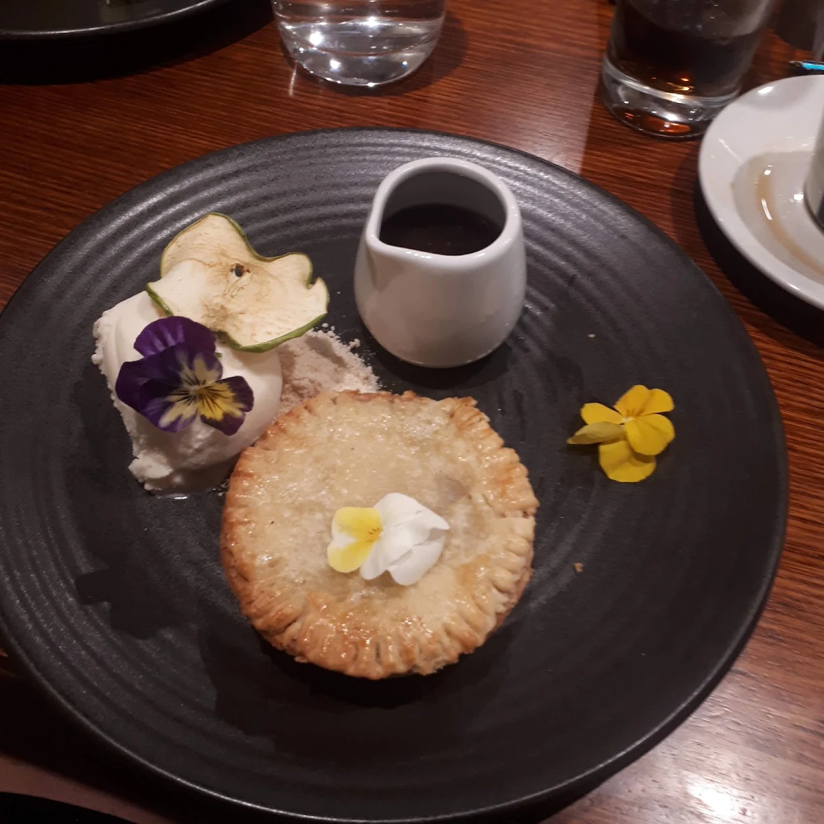 Apple Crumble Pie Ice Cream and Caramel Sauce