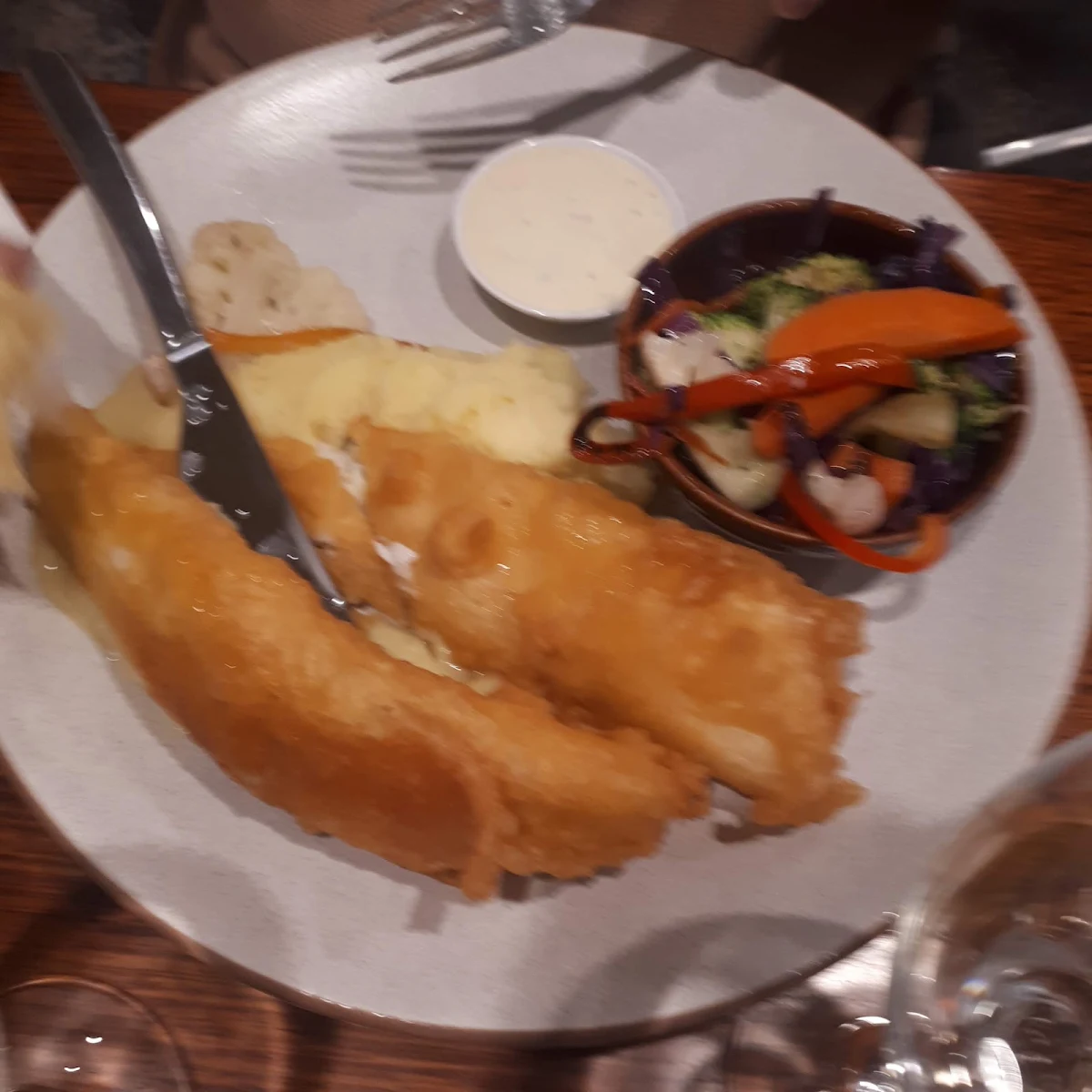 Great Northern Beer Battered Barrumundi and Vegetables