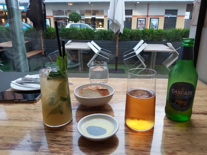 Ginger Mojito Mocktail and Cascade Light Beer