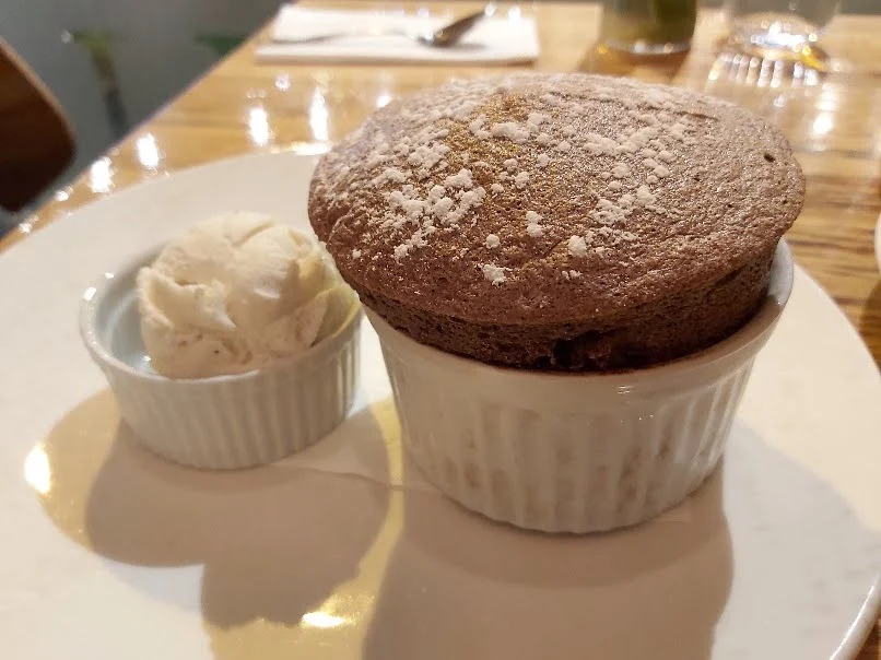 Hot Chocolate Soufflé and Ice Cream