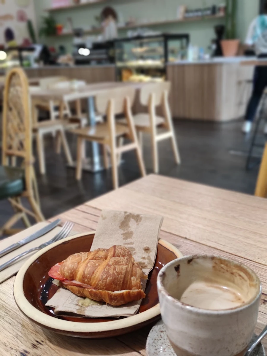 Ham and Cheese Croissant with Complementary Tomato